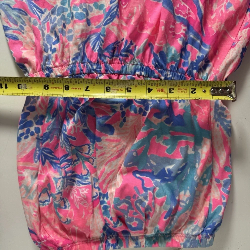 Lilly Pulitzer Strapless Dress Womens Xxs  Pink Blue Floral Pima Cotton Beach - Picture 7 of 9